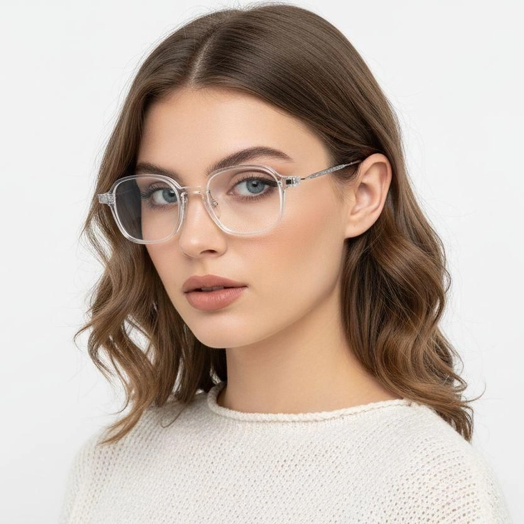 Lunettes rectangulaires transparentes en titane #BS2419-0085