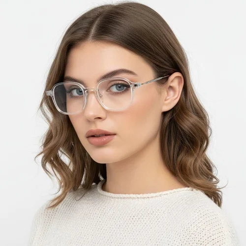 Lunettes rectangulaires transparentes en titane #BS2419-0085