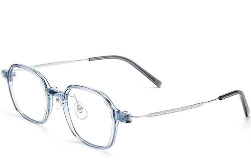 Lunettes rectangulaires en titane bleu #BS2419-0086