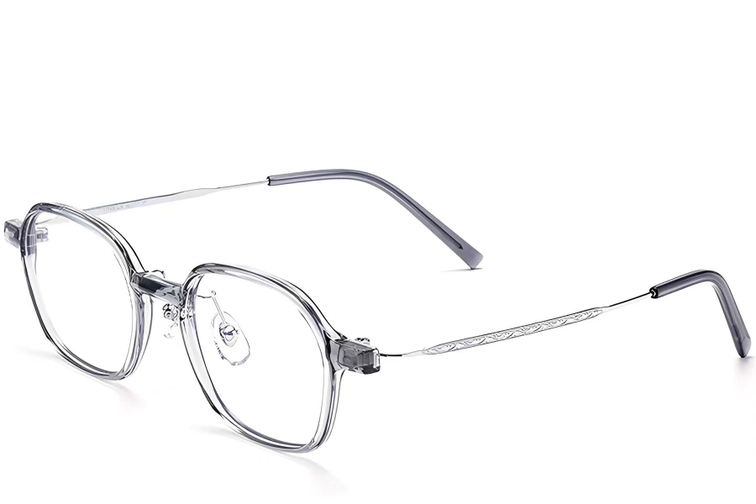 Lunettes rectangulaires en titane gris #BS2419-0087