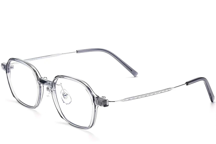 Occhiali rettangolari in titanio grigio #BS2419-0087