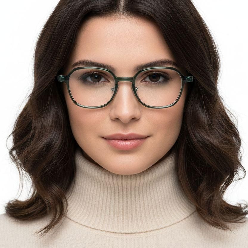 Rectangular Green Titanium Glasses #BS2419-0089