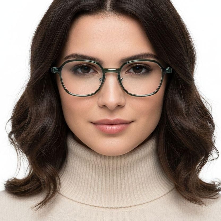 Lunettes rectangulaires en titane vert #BS2419-0089