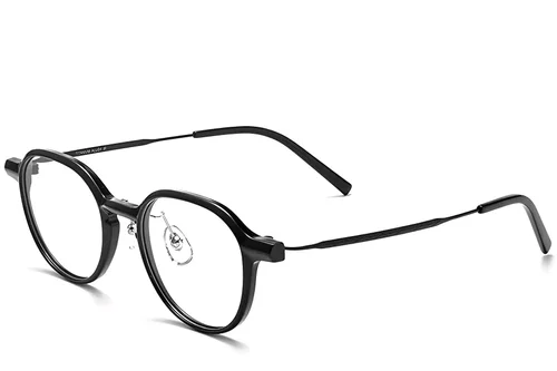 Lunettes ovales en titane noir #BS2419-0091