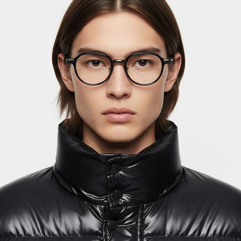 Oval Black Titanium Glasses #BS2419-0091