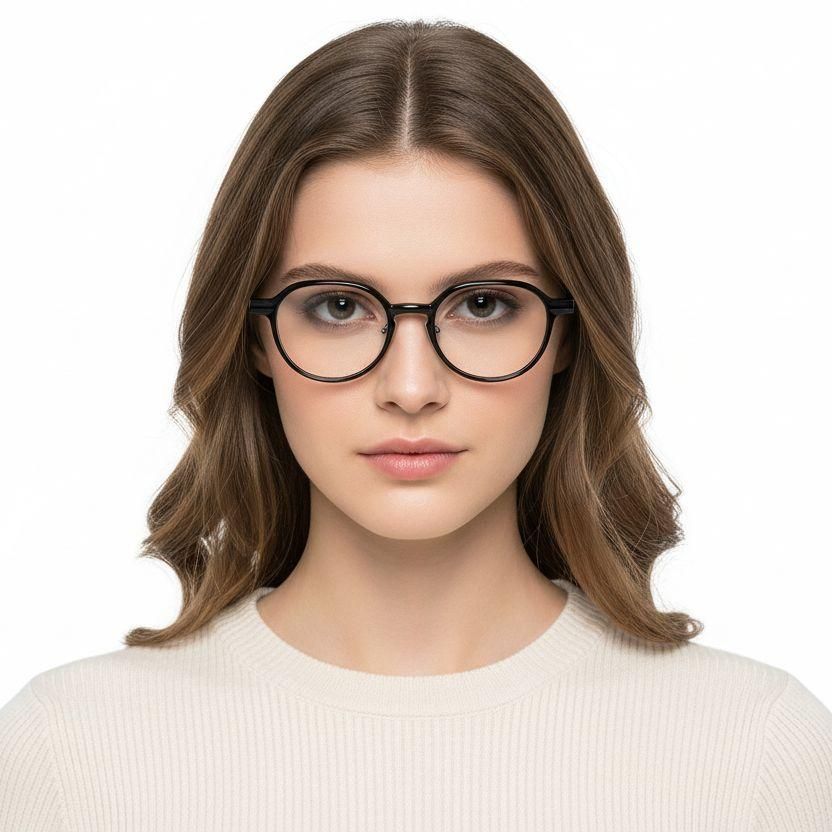 Ovale schwarze Titanbrille #BS2419-0091