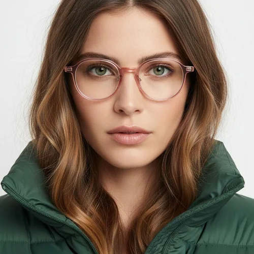 Lunettes ovales en titane rose #BS2419-0092