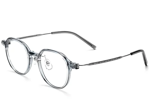 Lunettes ovales en titane gris #BS2419-0093