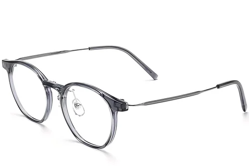 Lunettes ovales en titane gris #BS2419-0096