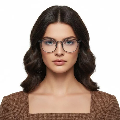 Lunettes ovales en titane gris #BS2419-0096
