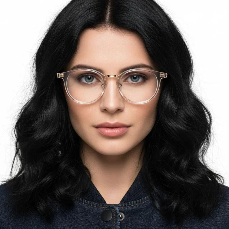 Gafas de titanio ovaladas transparentes #BS2419-0098
