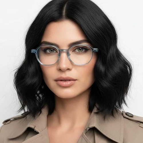 Lunettes géométriques en titane bleu #BS2419-0099