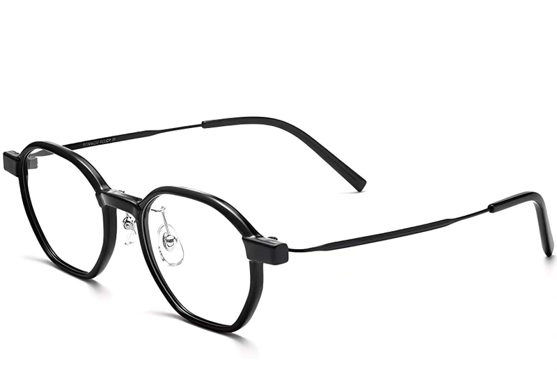 Gafas geométricas de titanio negro #BS2419-0102