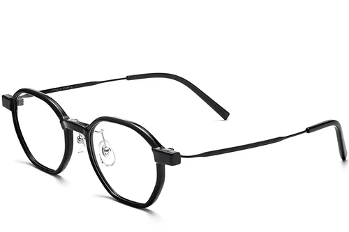 Lunettes géométriques en titane noir #BS2419-0102