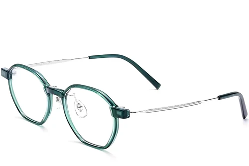 Gafas geométricas de titanio verde #BS2419-0104