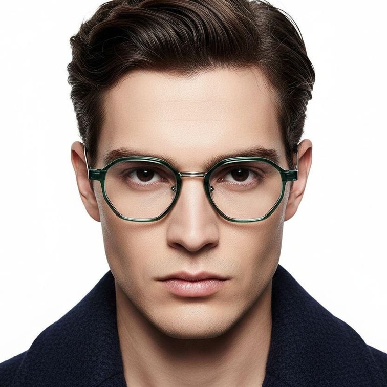 Geometric Green Titanium Glasses #BS2419-0104