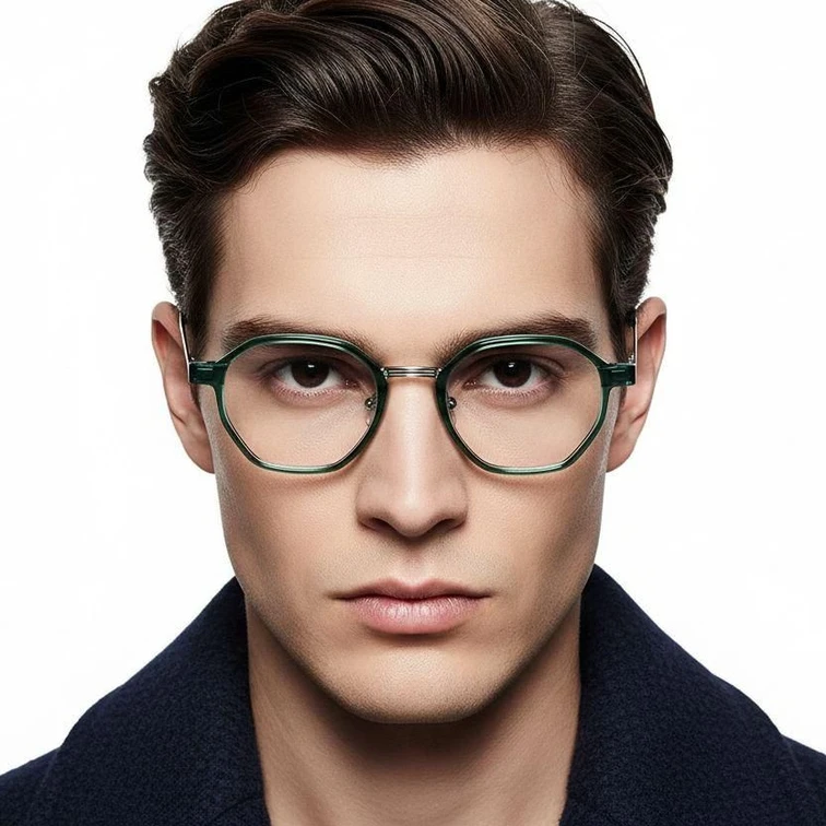 Geometric Green Titanium Glasses #BS2419-0104