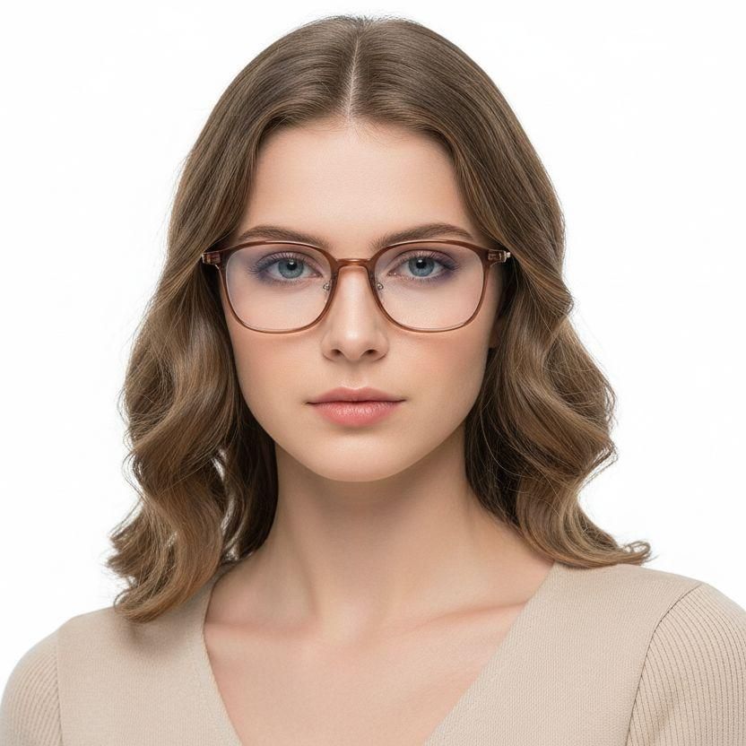 Rectangular Brown Titanium Glasses #BS2419-0105