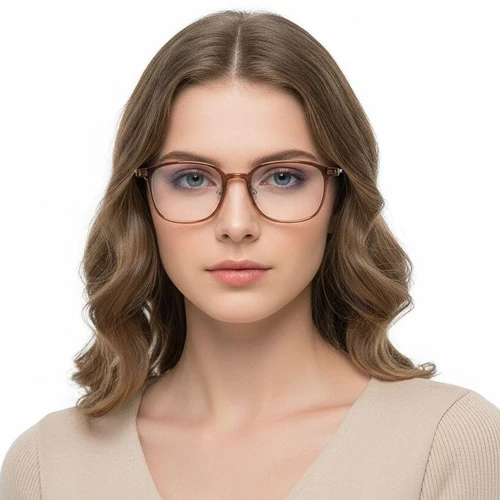 Lunettes rectangulaires en titane brun #BS2419-0105
