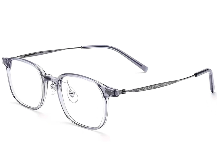 Lunettes rectangulaires en titane gris #BS2419-0106
