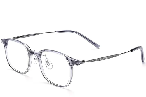 Lunettes rectangulaires en titane gris #BS2419-0106