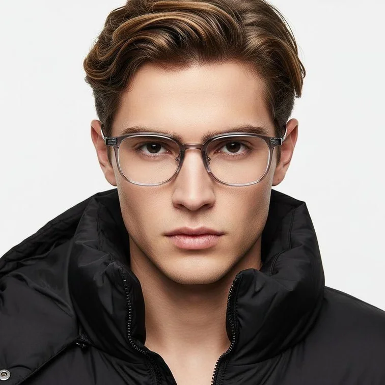 Gafas rectangulares de titanio gris #BS2419-0106