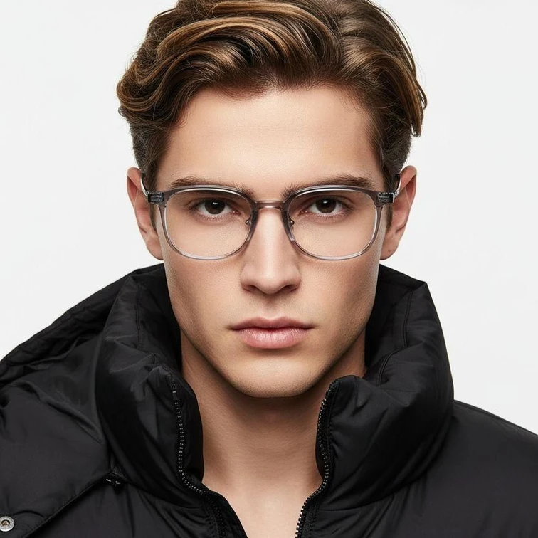 Gafas rectangulares de titanio gris #BS2419-0106