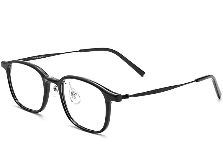 Lunettes rectangulaires en titane noir #BS2419-0109