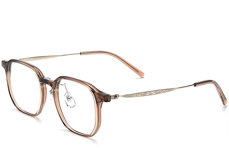 Lunettes rectangulaires en titane brun #BS2419-0111