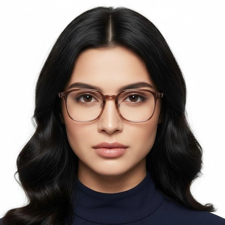 Lunettes rectangulaires en titane brun #BS2419-0111