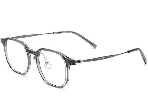 Lunettes rectangulaires en titane gris #BS2419-0112