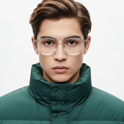 Lunettes rectangulaires transparentes en titane #BS2419-0113