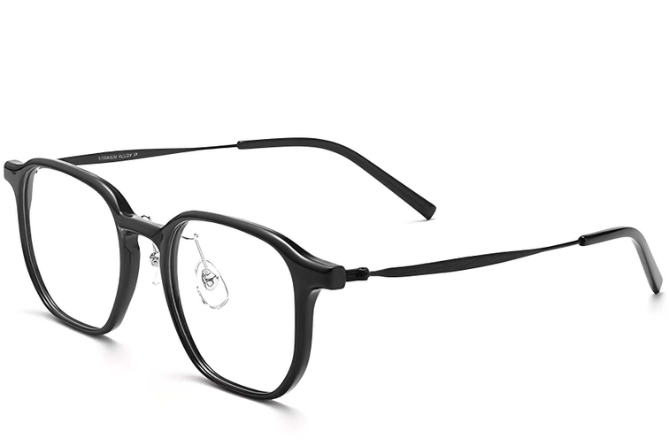 Lunettes rectangulaires en titane noir #BS2419-0114