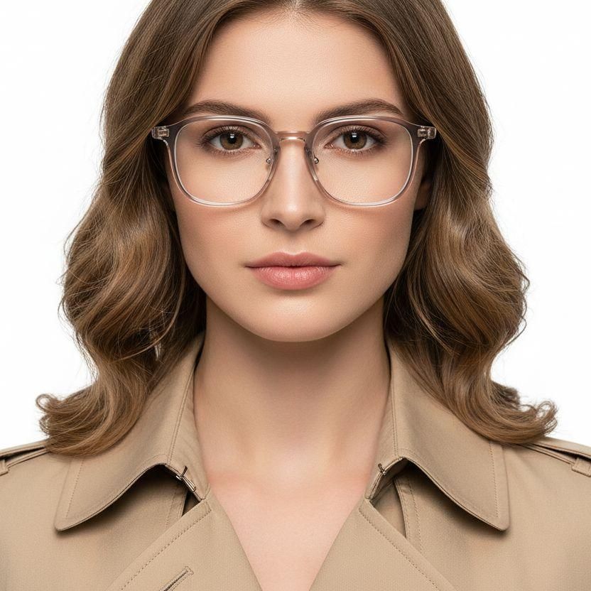 Gafas rectangulares de titanio rosa #BS2419-0116