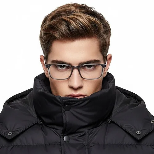 Lunettes rectangulaires en titane gris #BS2419-0117