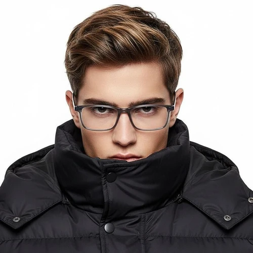 Rectangular Grey Titanium Glasses #BS2419-0117