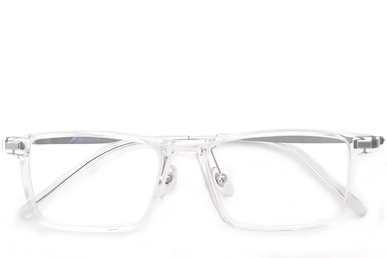 Gafas rectangulares transparentes de titanio #BS2419-0118