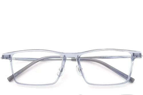 Lunettes rectangulaires en titane bleu #BS2419-0119