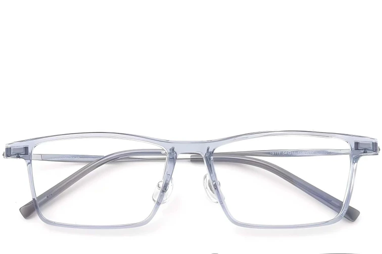 Lunettes rectangulaires en titane bleu #BS2419-0119