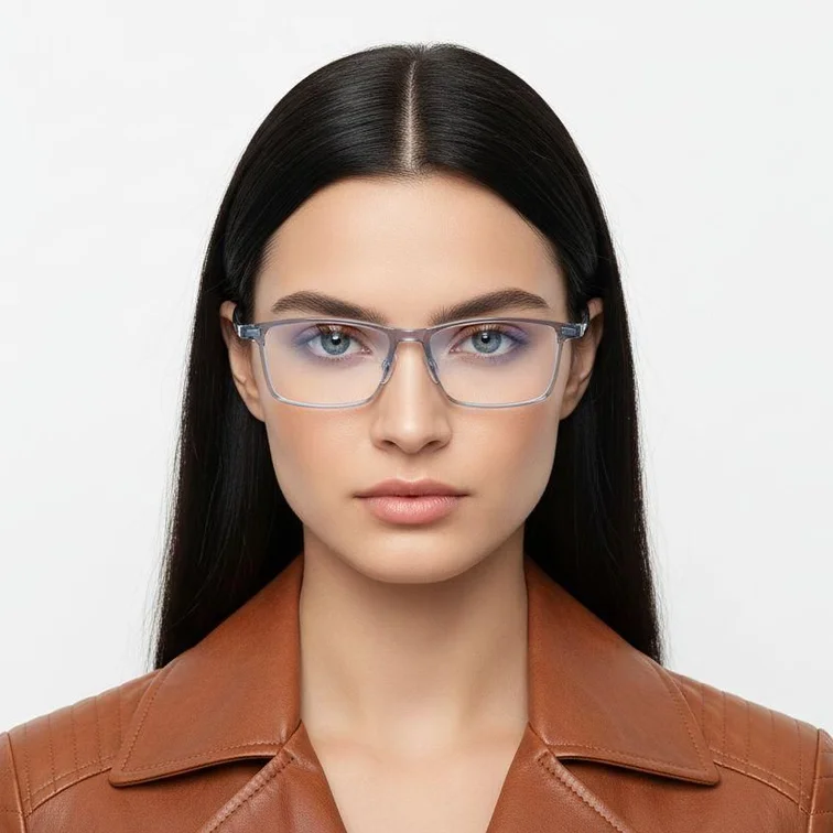 Gafas rectangulares de titanio azul #BS2419-0119