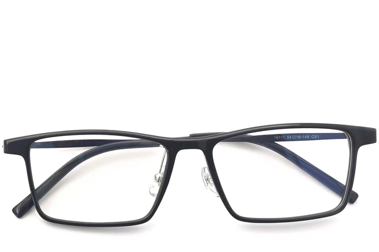Lunettes rectangulaires en titane noir #BS2419-0120