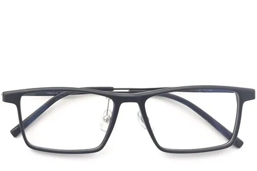 Lunettes rectangulaires en titane noir #BS2419-0121