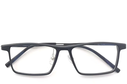 Lunettes rectangulaires en titane noir #BS2419-0121