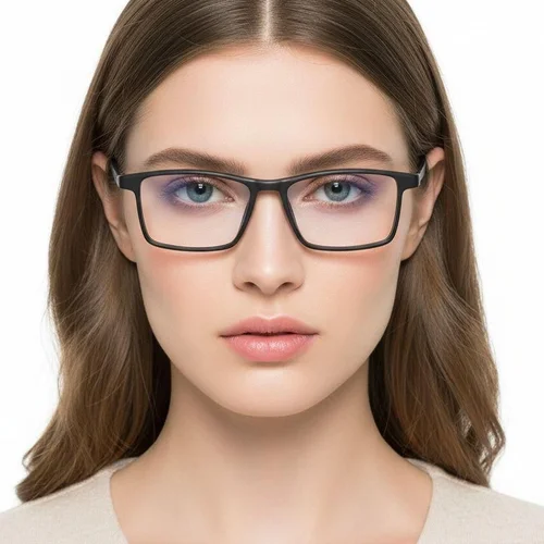 Lunettes rectangulaires en titane noir #BS2419-0121