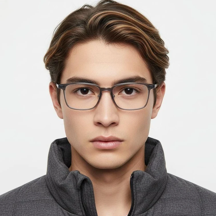 Gafas rectangulares de titanio gris #BS2419-0123