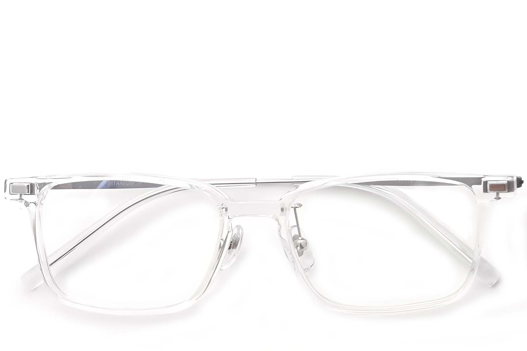 Lunettes rectangulaires transparentes en titane #BS2419-0124