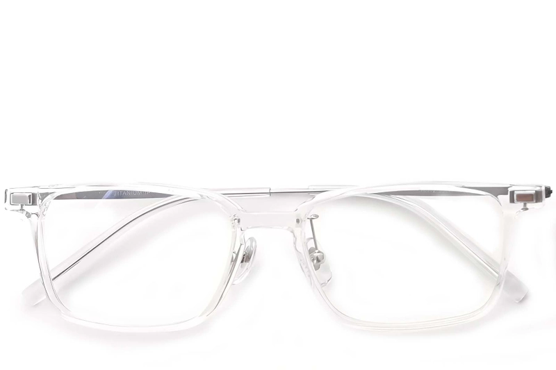 Lunettes rectangulaires transparentes en titane #BS2419-0124