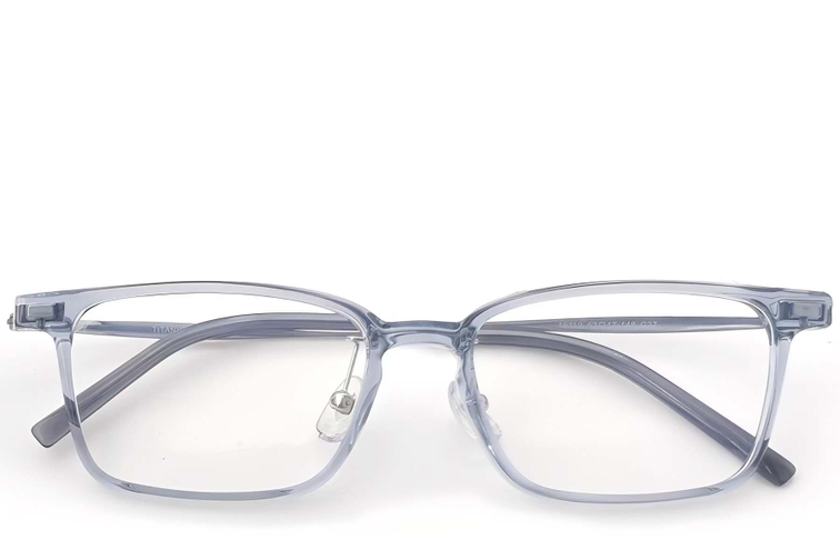 Lunettes rectangulaires en titane bleu #BS2419-0125