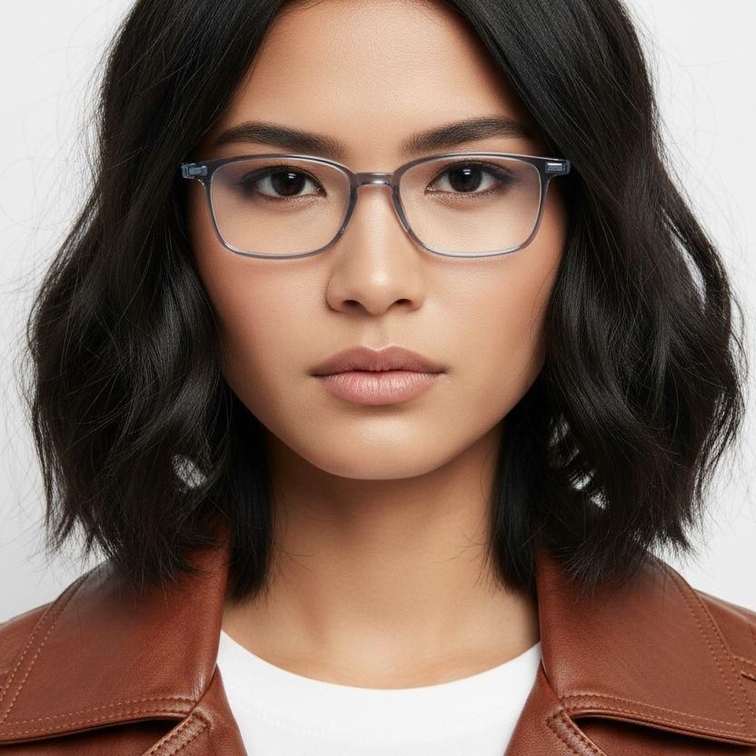 Lunettes rectangulaires en titane bleu #BS2419-0125