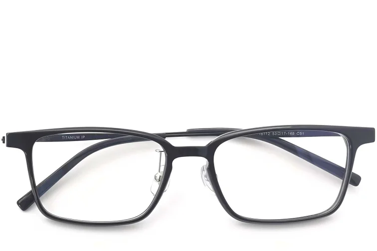 Gafas rectangulares de titanio negro #BS2419-0126